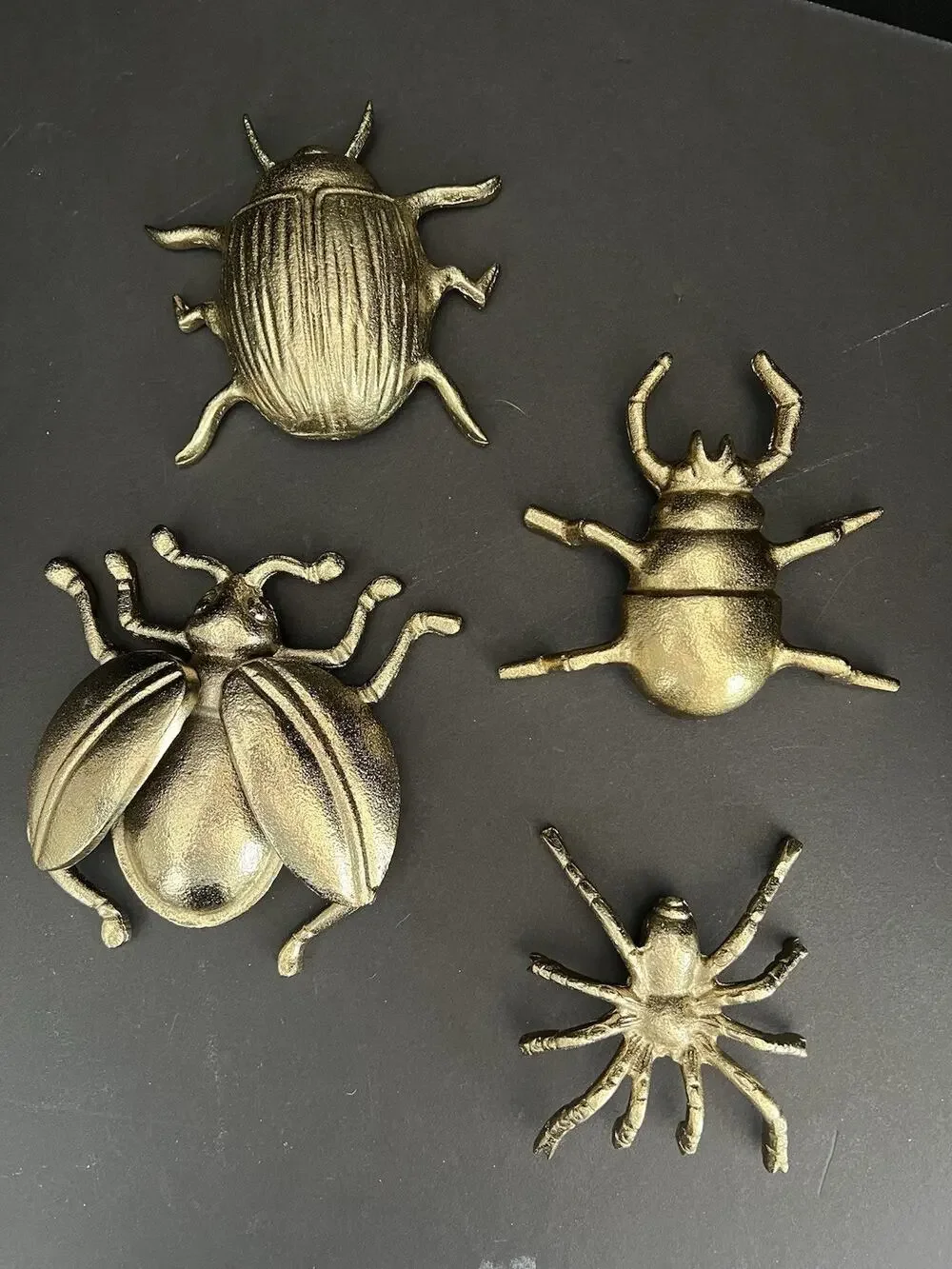 4 Metal Spider Insect Bugs Wall Figurine Hanging Halloween Fence Art Decor 4”-5”